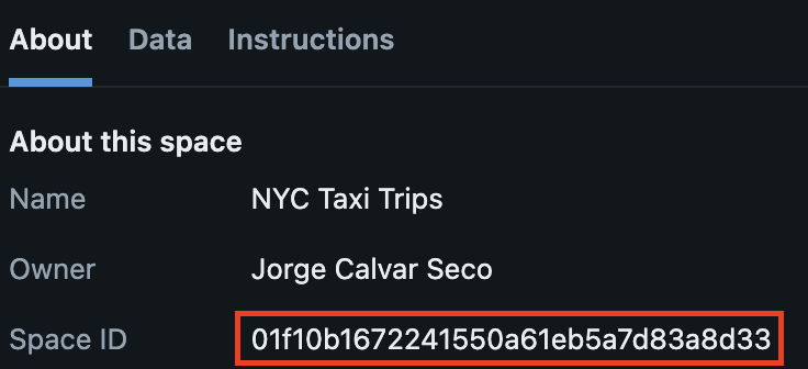 Genie Space ID in the About tab