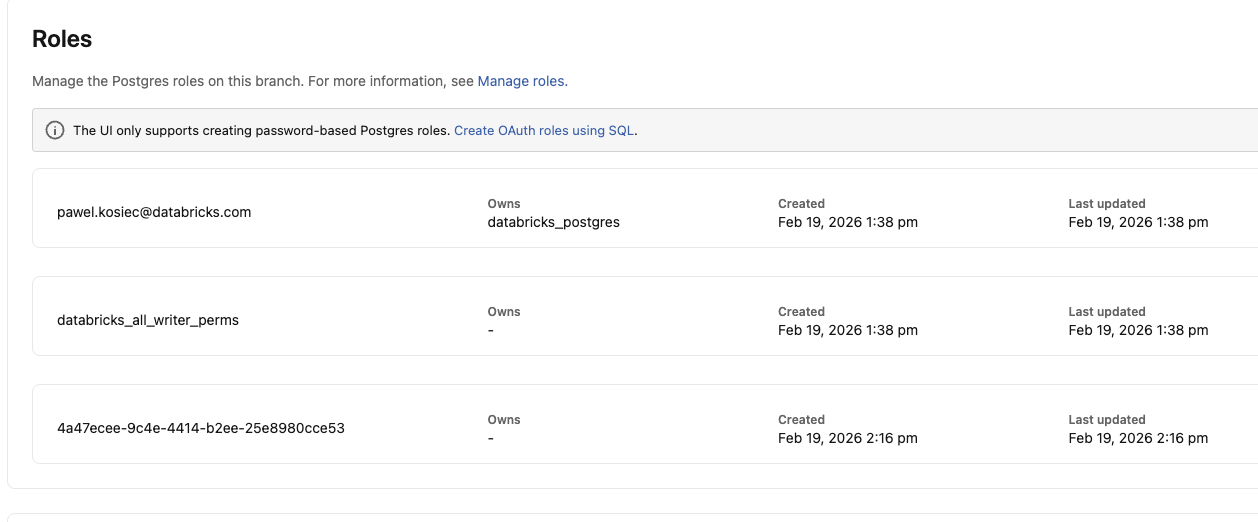 Roles & Databases tab